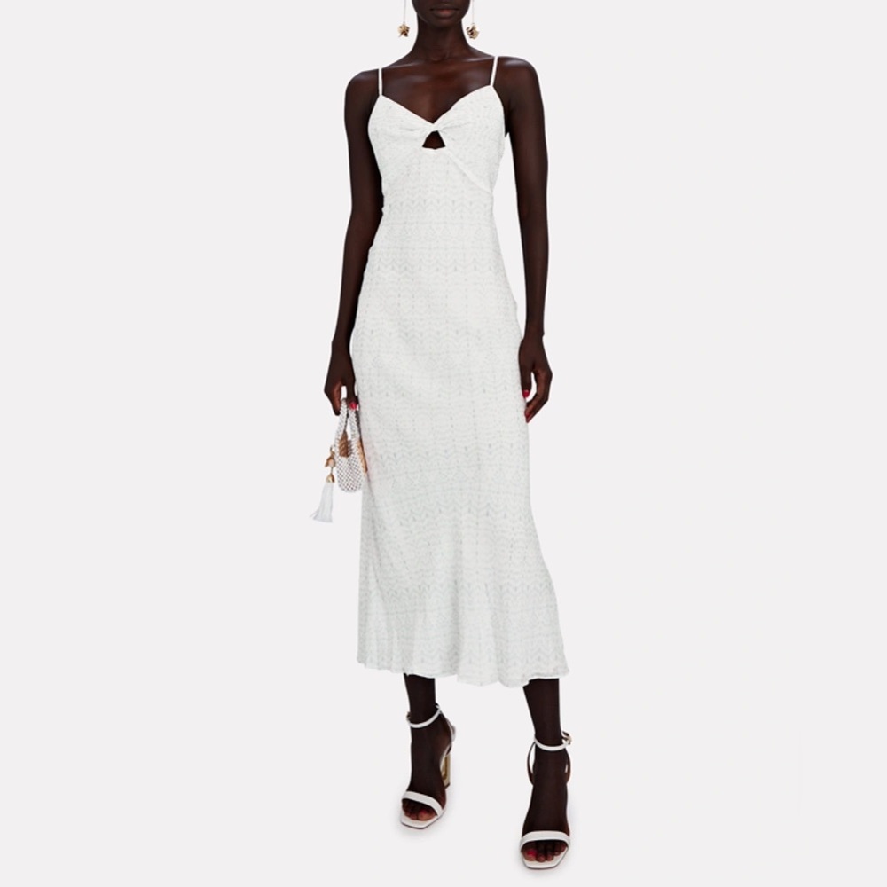 Intermix Flora Cut Out Silk Midi Dress